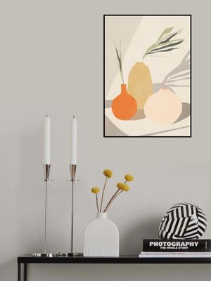 Abstract Vases With Green Leaves