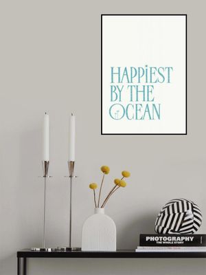 Happiest by the ocean - summer handlettering text &amp; quote