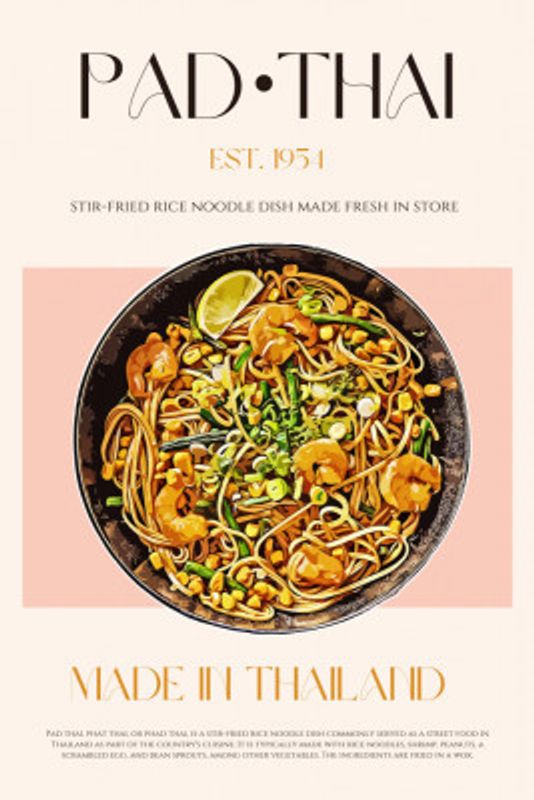 Elegant Illustration of Pad Thai