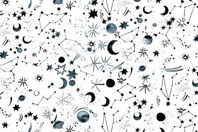 Galaxy Planets Moon White