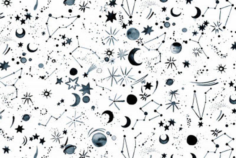 Galaxy Planets Moon White