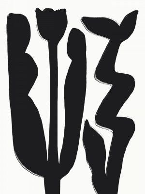 Black Silhouette Ink Floral