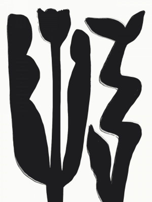 Black Silhouette Ink Floral