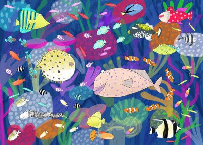 Colorful Tropical Fish Illustration by Artist Carla Daly