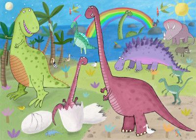 Cute Dinosaur in the Jurassic Park by Artist Carla Daly