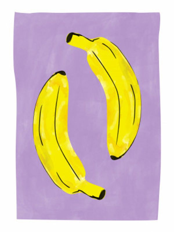 Two Vibrant Yellow Bananas
