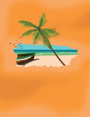 Tropical Beach Scene With A Palm Tree