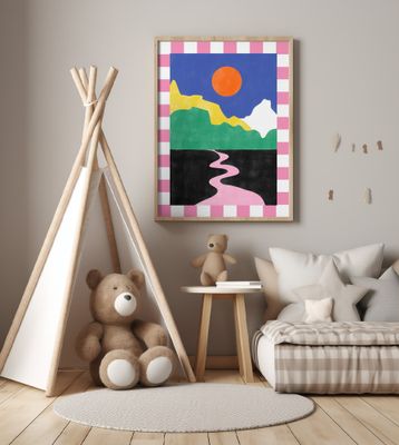 Minimalist Landscape with Vibrant Colors