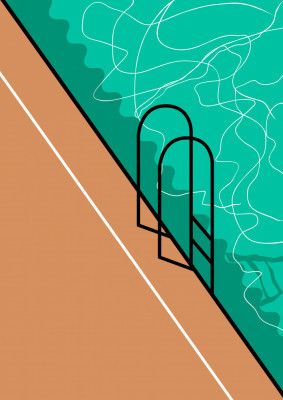 Minimalist Poolside Scene