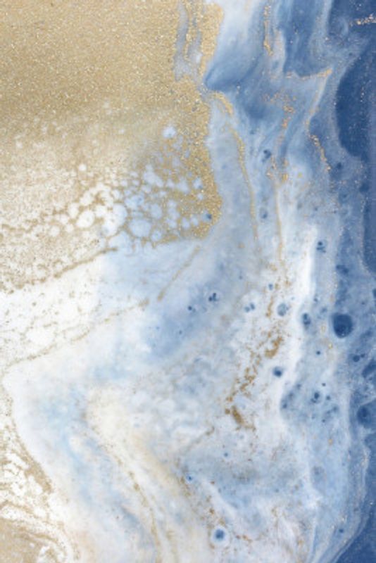 Swirling Blue and Gold Patterns Resembles a Cosmic Landscape