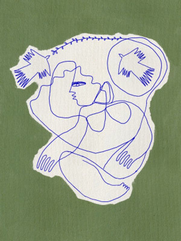 Human Figure Intertwined With Birds