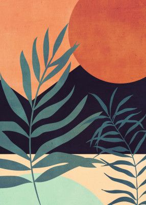 Abstract Art Tropical Leaves