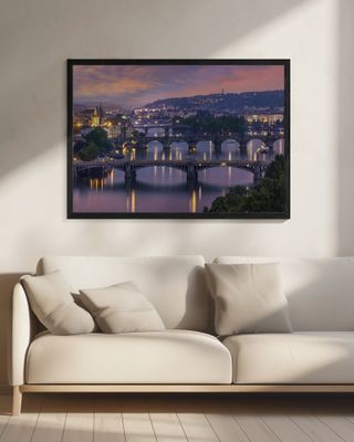 Evening view over the Vltava bridges in Prague