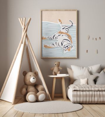Scandi Sleeping Tiger Children's Art