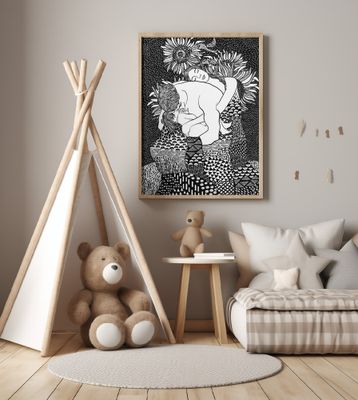 The Family Embrace With Sunflowers