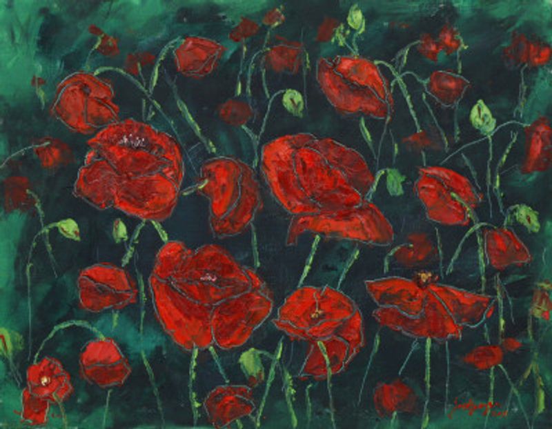 poppy oil on canvas