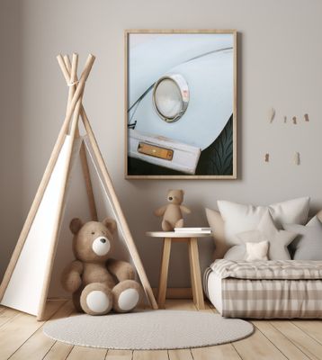 Pastel Volskwagen Beetle in the streets of Oaxaca Mexico