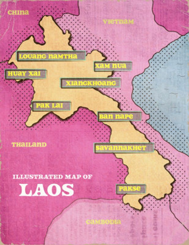 Laos Vintage Map