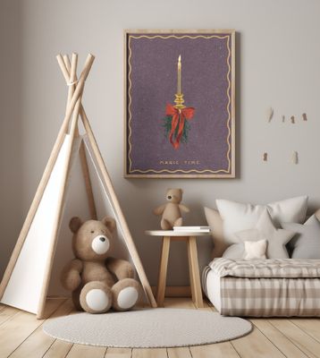 Candle with bow and spruce sprigs