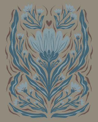 Graphic Textured Teal Flower
