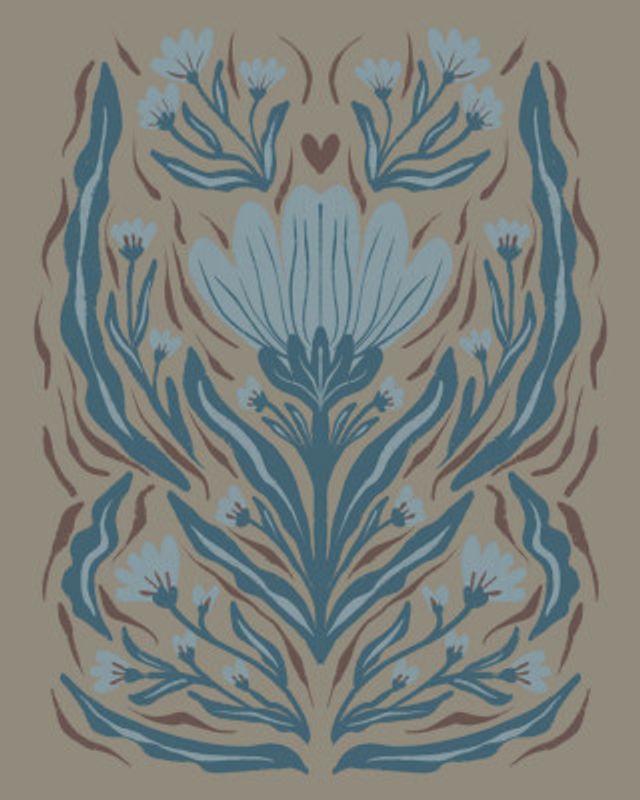 Graphic Textured Teal Flower