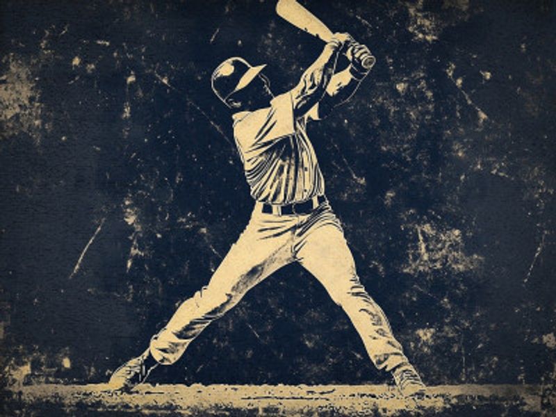 Baseball Player Bat Blue Retro