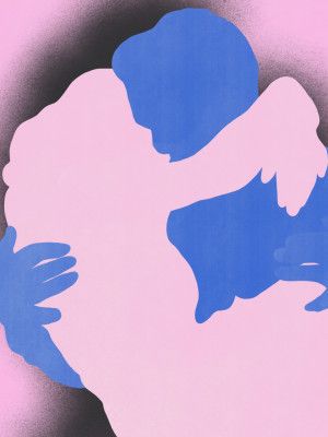 Two Abstract Figures in an Embrace
