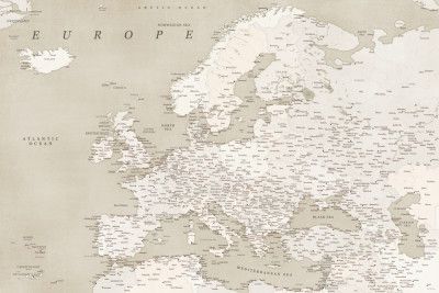 Vintage looking detailed map of Europe