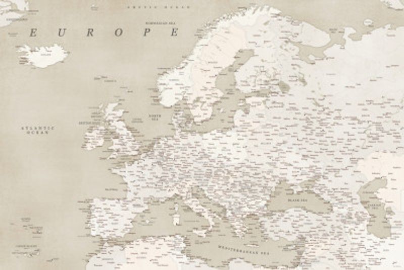 Vintage looking detailed map of Europe