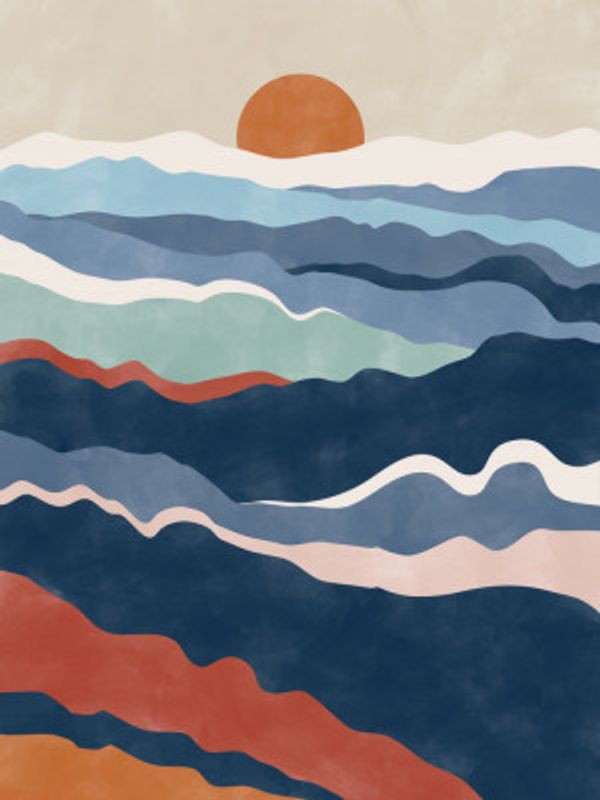 Abstract Landscape With Layered Waves