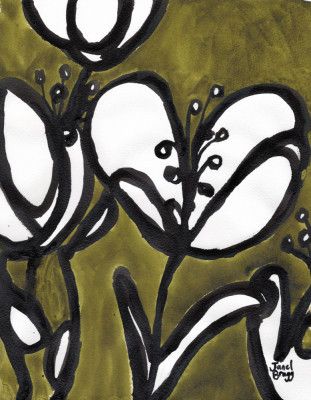 Floral With Tulips In Moss Green