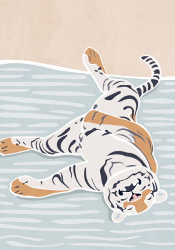 Scandi Sleeping Tiger Children's Art