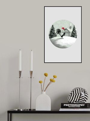 Winter Scenes: Holiday Rooster With Barn On Snow and Christmas Trees 3