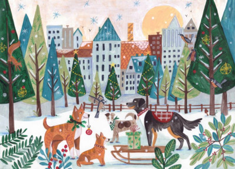 Dogs in the park Christmas