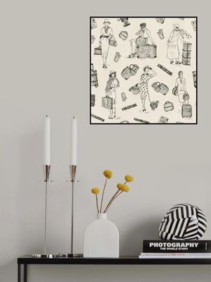 Vintage Ladies Traveling - Vintage Travel Stories - Soft Black - Pattern