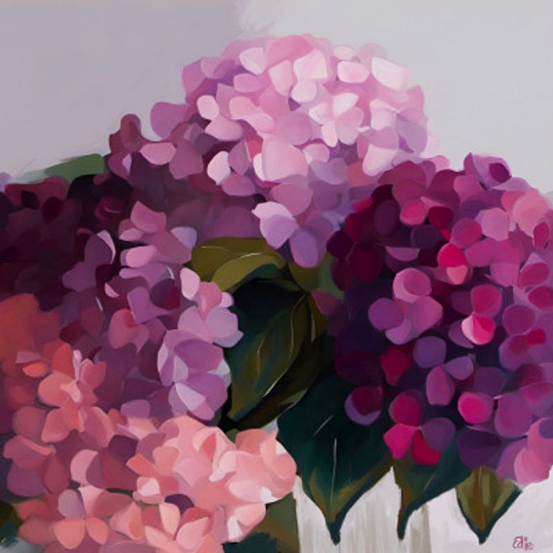 Hydrangeas - Pink Floral Artwork