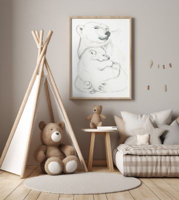 Polar Bear and Cub Drawing