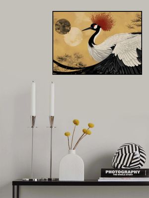 Abstract red-crowned crane