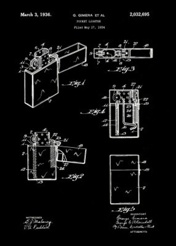 Pocket Lighter Patent 1934