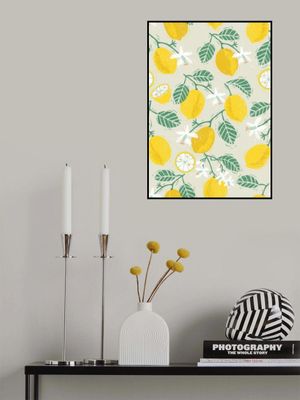 Yellow Lemon and Green Leaves