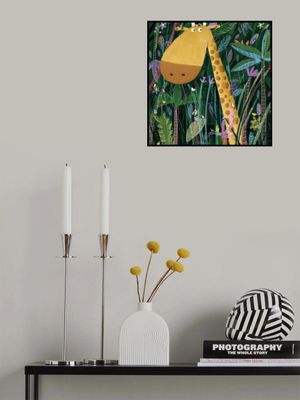 Cute Giraffe Peeks Out of the Jungle by Artist Carla Daly