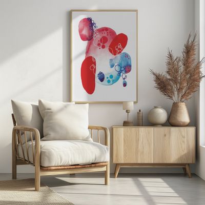 Red Blue Watercolor Abstract