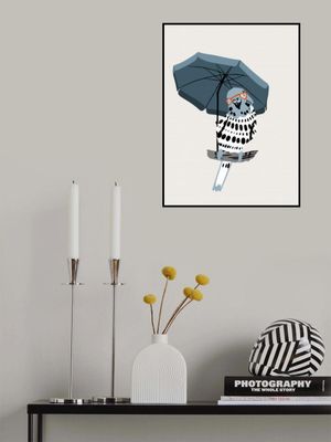 Stylish Budgie Under Umbrella