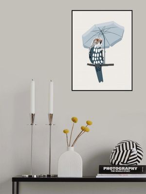 Cool Budgie Under Umbrella