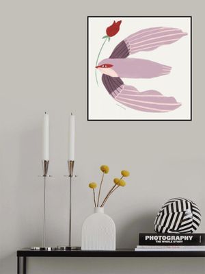 Whimsical Bird with Rose