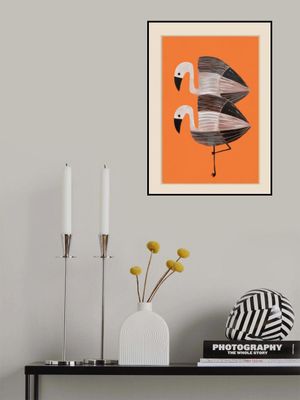 Stylized Orange Flamingos