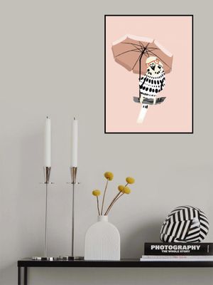Stylish Budgie Under Umbrella