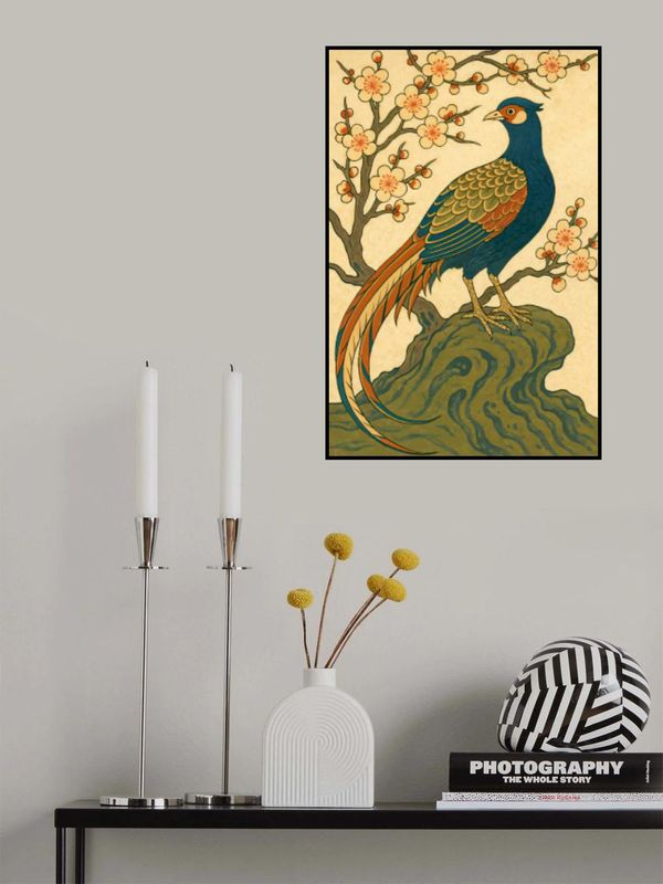 Blue Pheasant and Blossoms