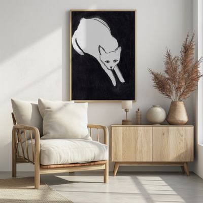 Minimalist White Cat
