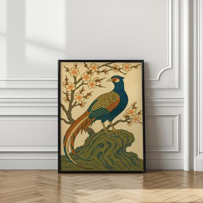 Blue Pheasant and Blossoms